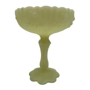 Vintage Fenton Rose Compote in Custard Yellow 7.75"